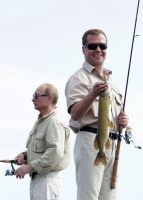 Д.А. Медведев и В.В. Путин на рыбалке на Волге